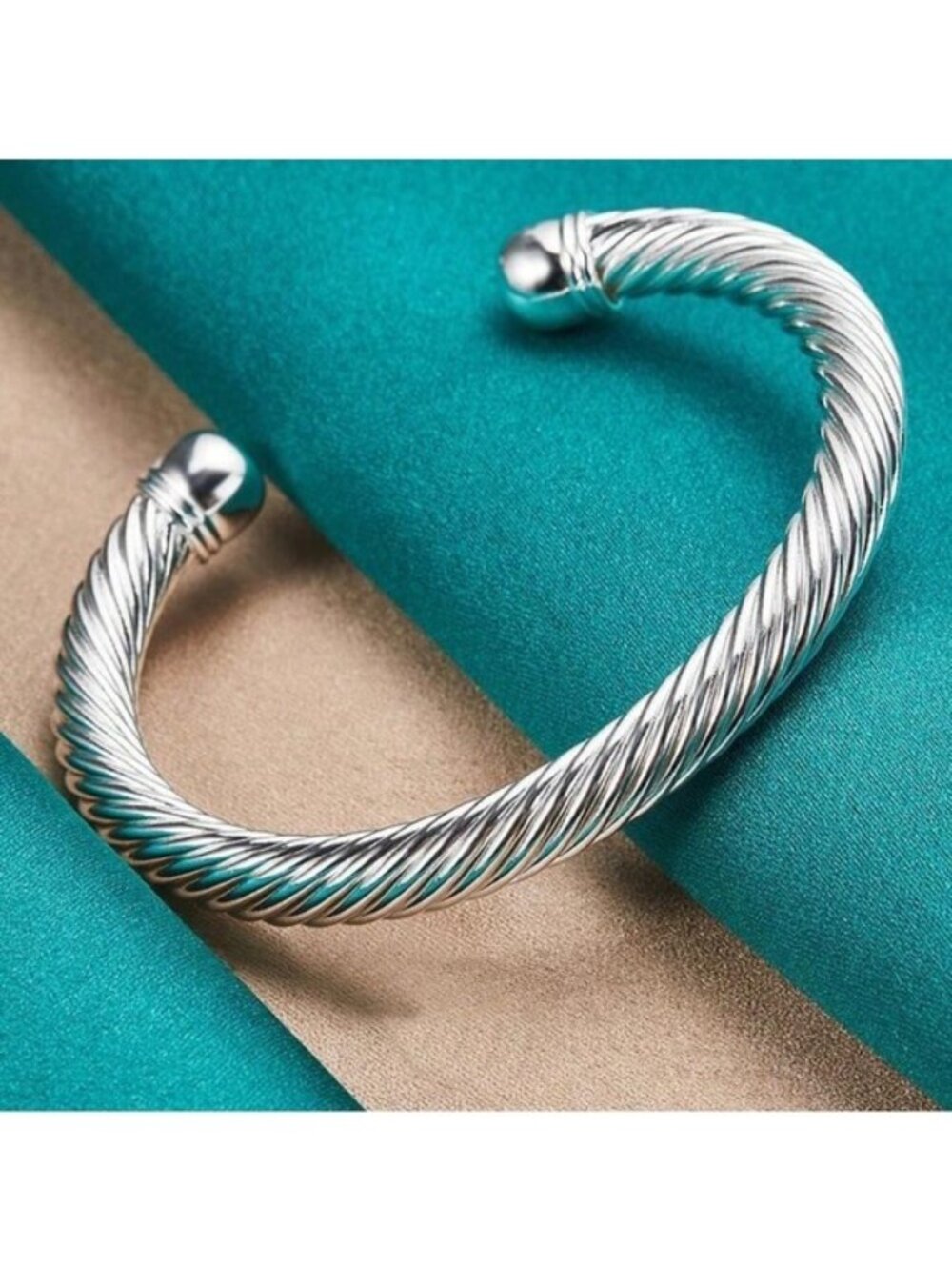 Anthropologie Silver Cable Cuff Bracelet